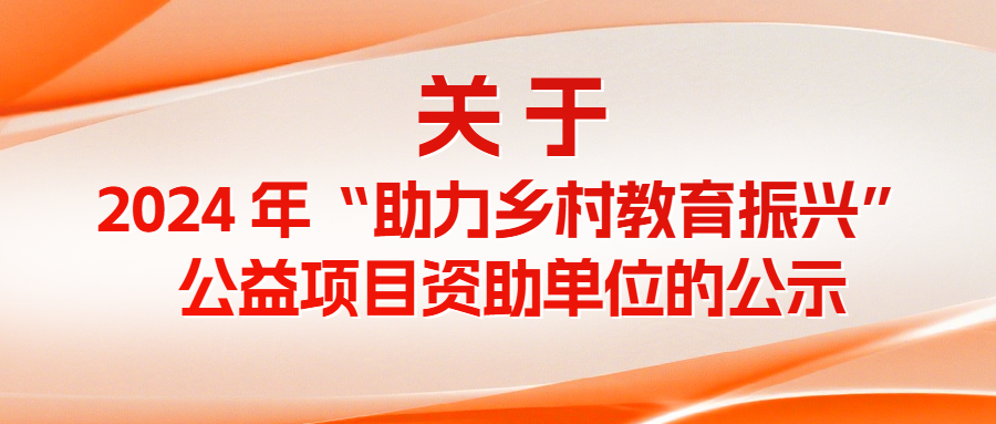 关于2024年 &ldquo;助力乡村教育振兴&rdquo; 公益项目资助单位的公示