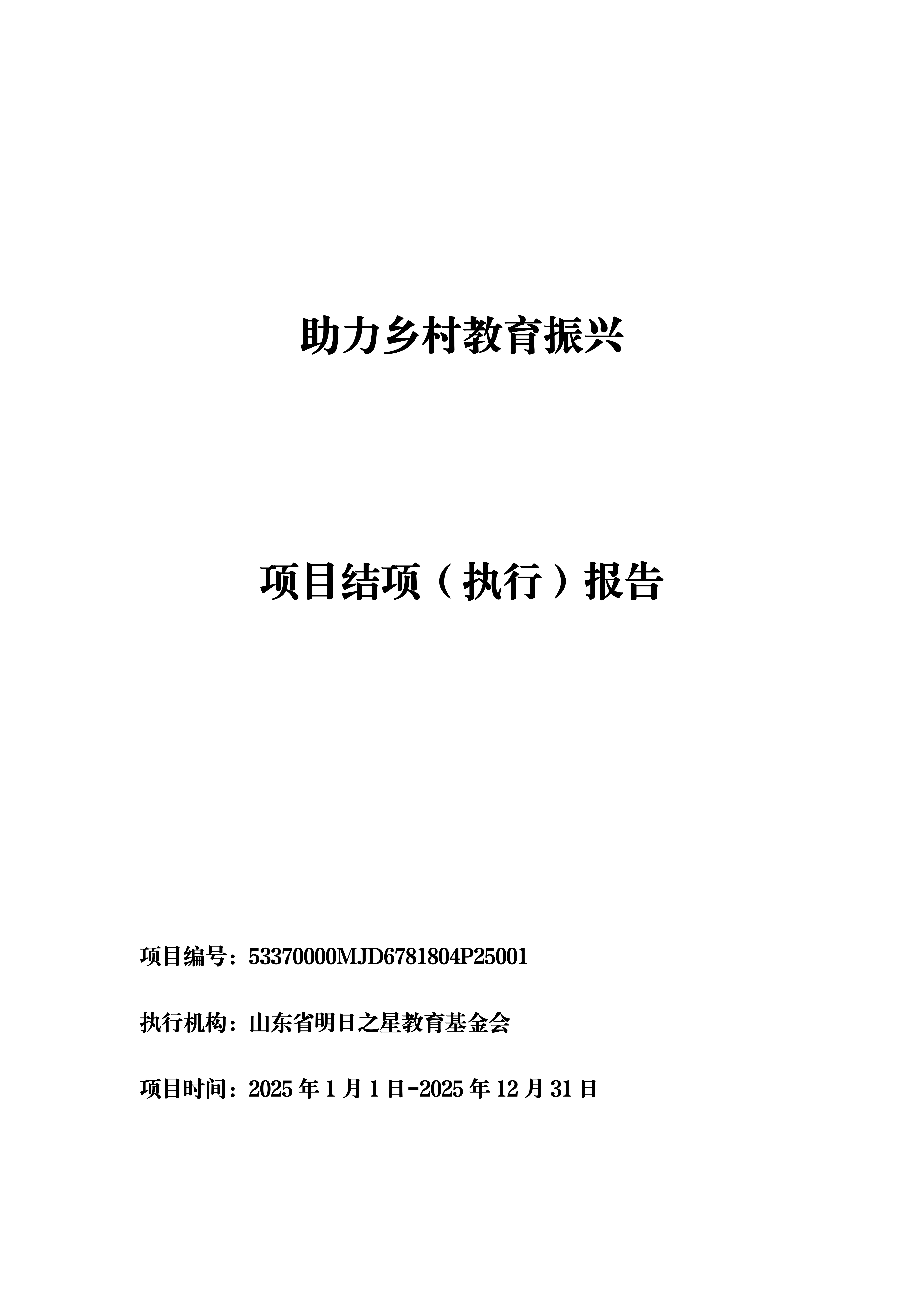 2025年：助力乡村教育振兴  项目结项（执行）报告